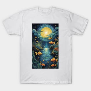 Starry Night Seascape: Van Gogh-Inspired Oceanic Symphony T-Shirt